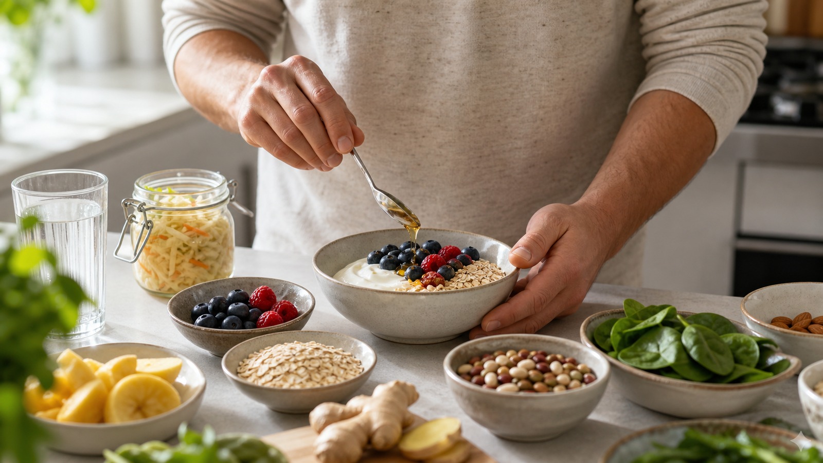 Photorealistic wellness featured image for Best Foods for Gut Health and Digestion