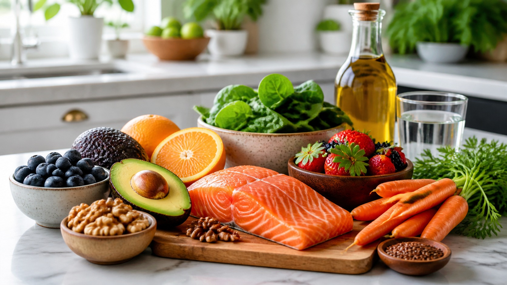 Featured image for best foods for healthy skin with healthy food and wellness context