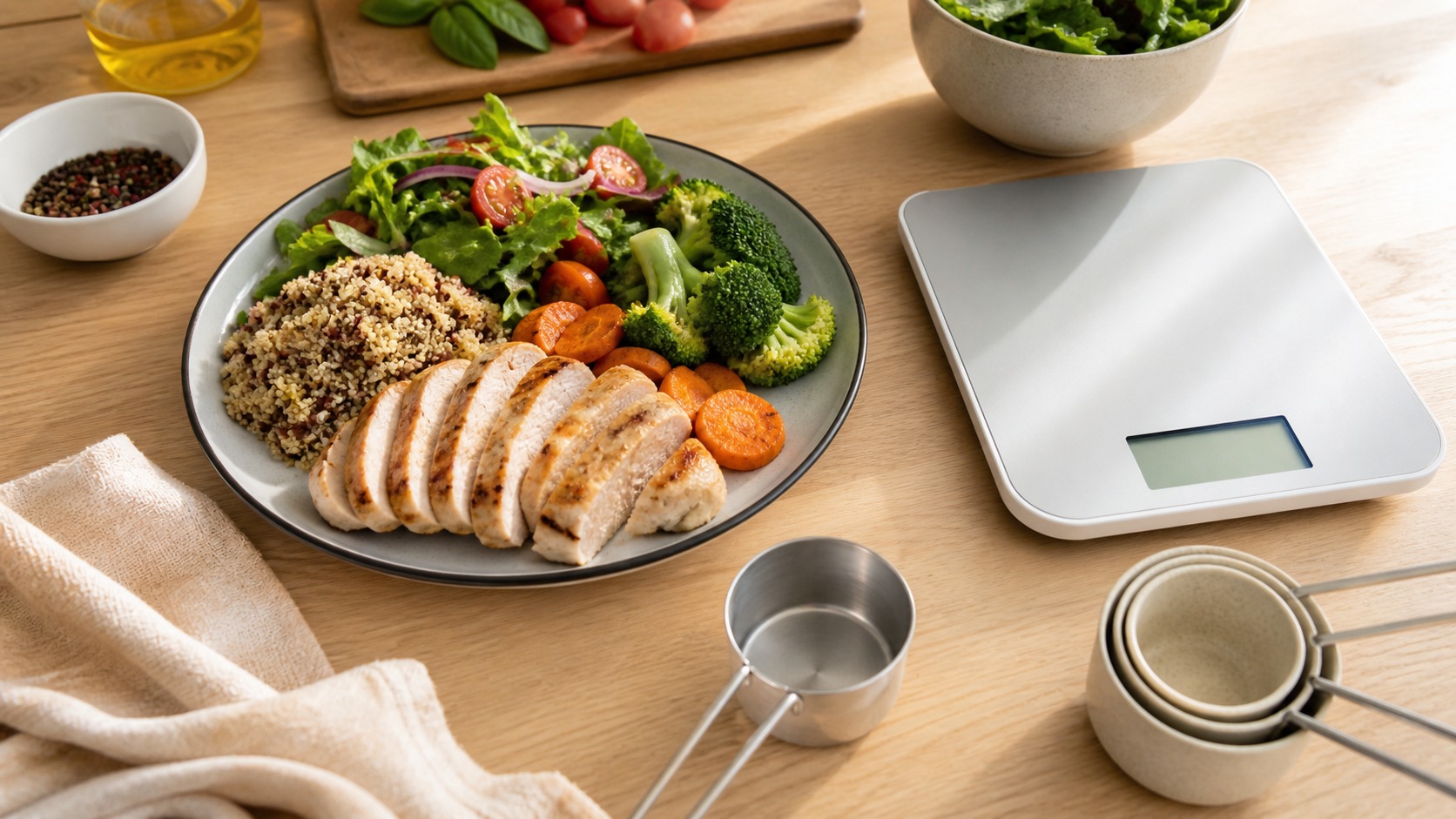 Featured image for calorie deficit explained: the science of fat loss with healthy food and wellness context