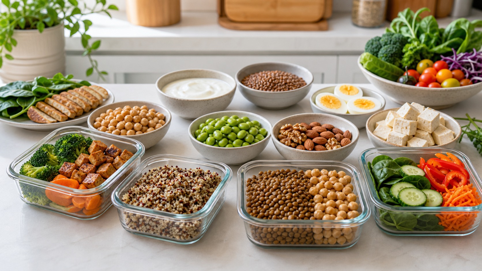 Featured image for high-protein vegetarian meal plan with healthy food and nutrition planning
