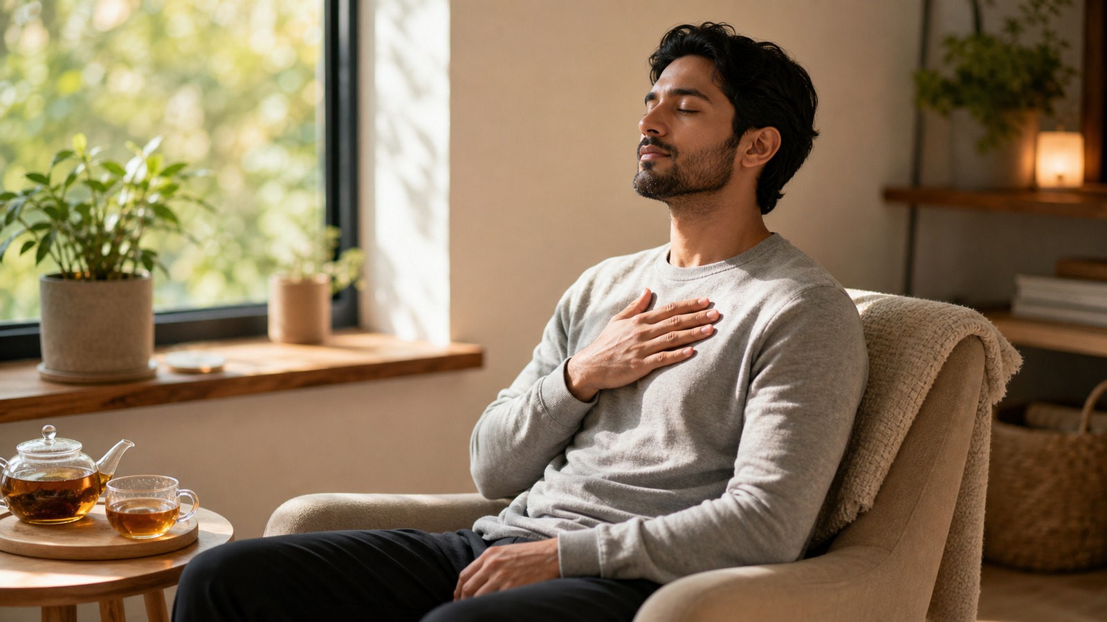 Photorealistic wellness featured image for How to Calm Your Mind in Under 5 Minutes: Science-Backed Methods